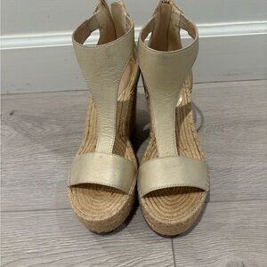 Kenneth Cole Brushed Gold Espadrille Sandals